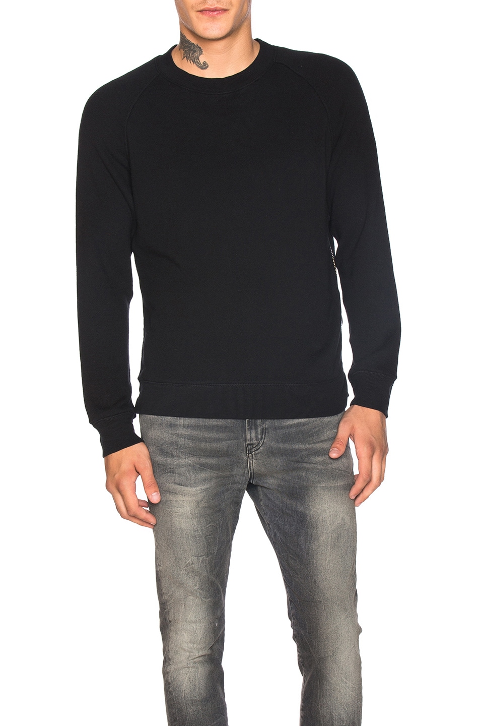 Image 1 of R13 Side Zip Sweatshirt in Black