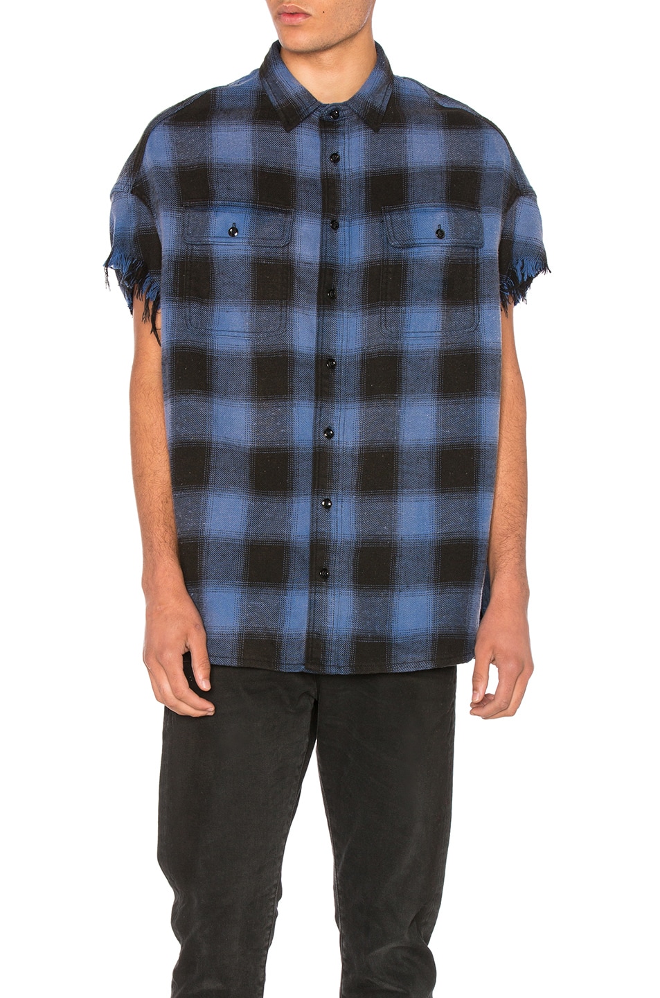 Image 1 of R13 Oversized Cut Off Shirt in Blue
