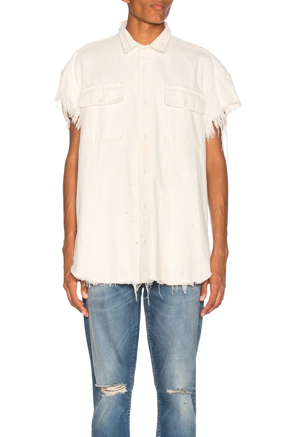 Image 1 of R13 Oversized Cut Off Shirt in Kenmare