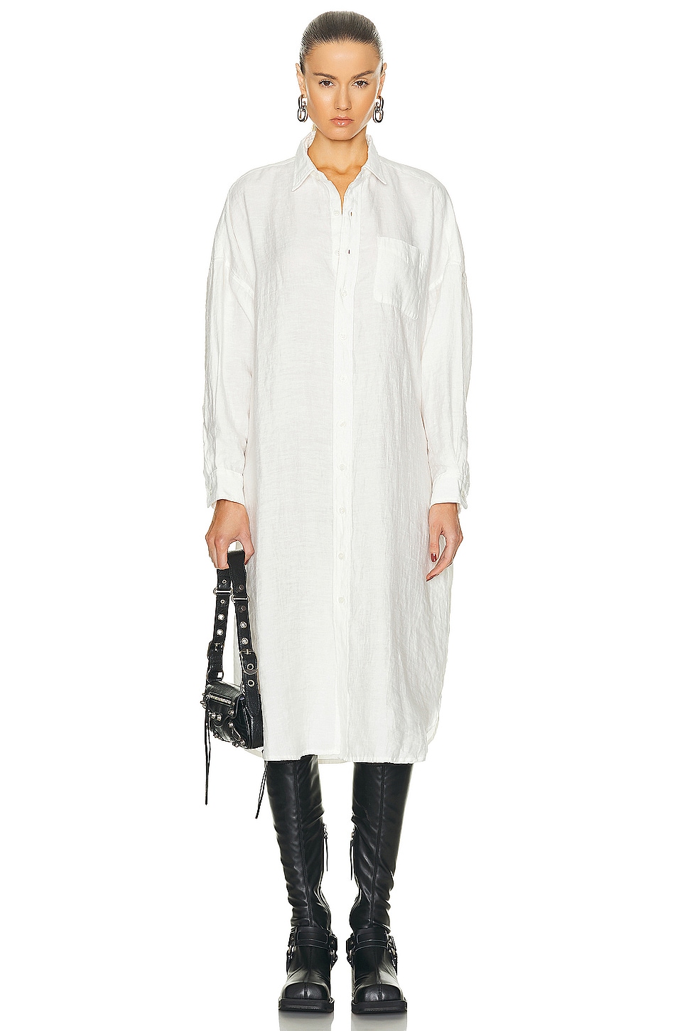Image 1 of R13 Jumbo Shirt Dress in White
