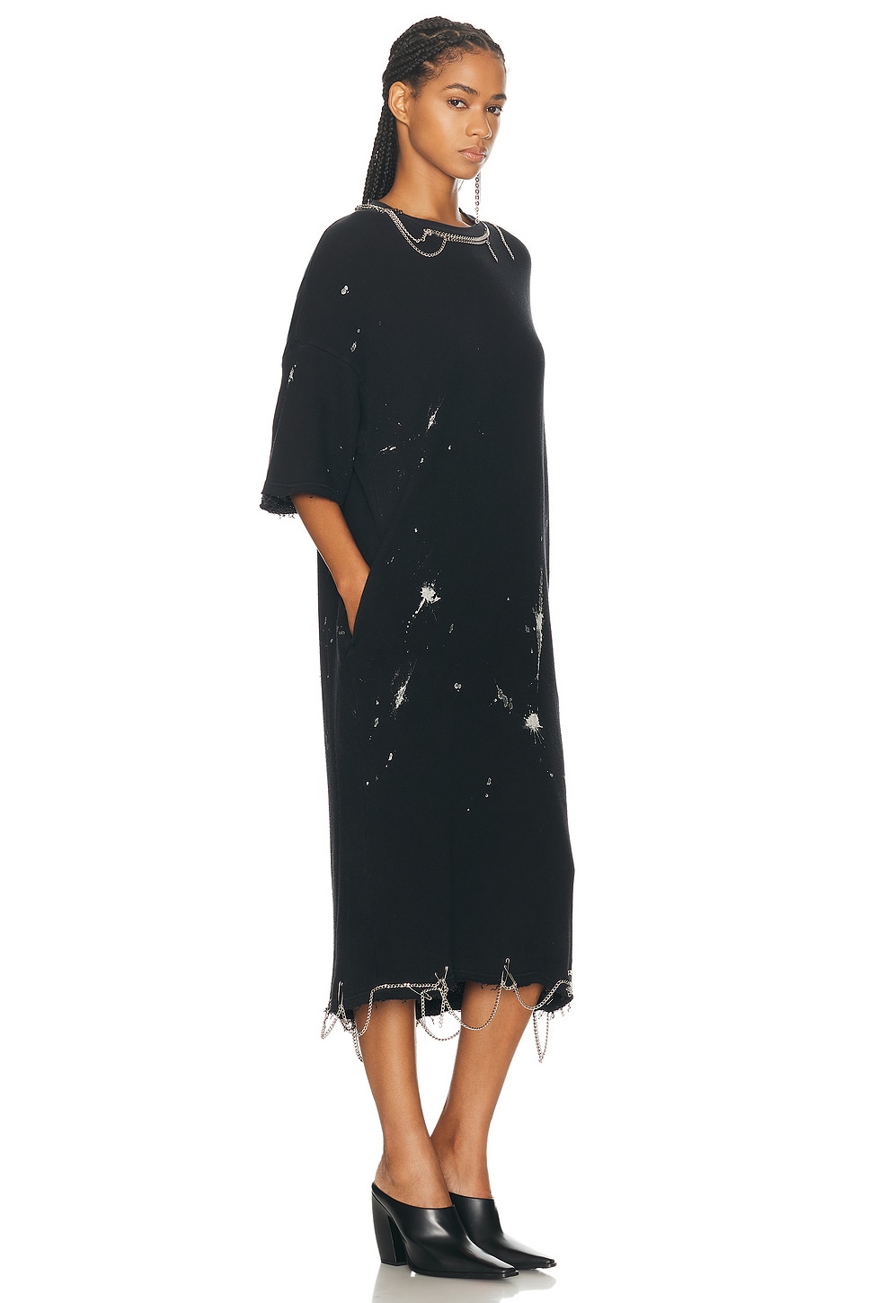 Shop R13 Elongated Chain Dress In Black Bleached Floral