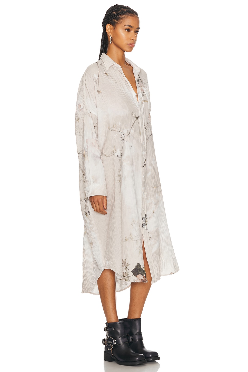 Shop R13 Jumbo Shirt Dress In Cream Bleached Floral