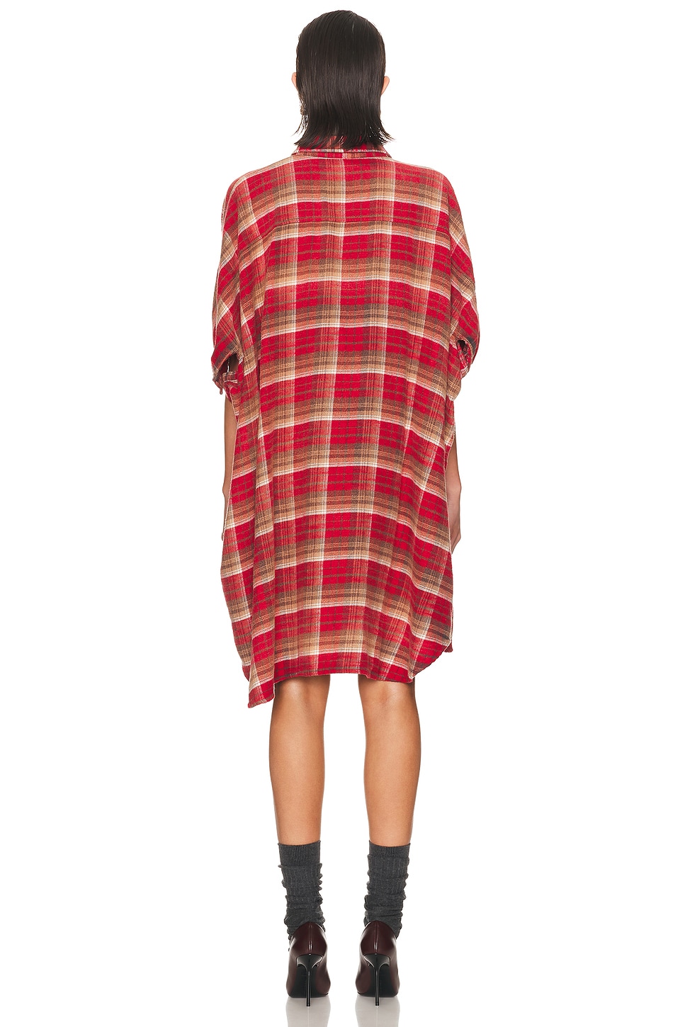 R13 Plaid Oversized Boxy Shirt Dress