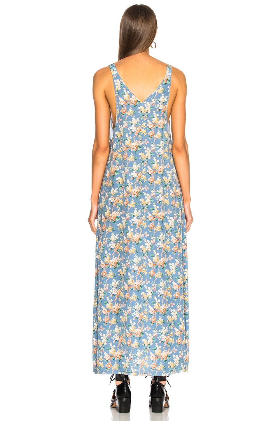 R13 Long Slip Dress in Blue Floral | FWRD