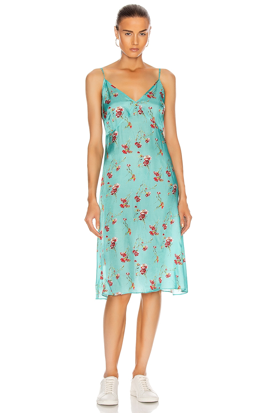 Image 1 of R13 Midi Slip With Back Tie in Light Blue Floral