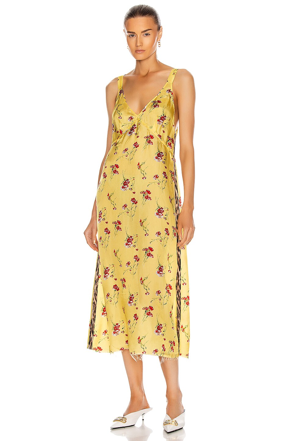 Image 1 of R13 Long Slip With Side Stripe in Yellow Floral