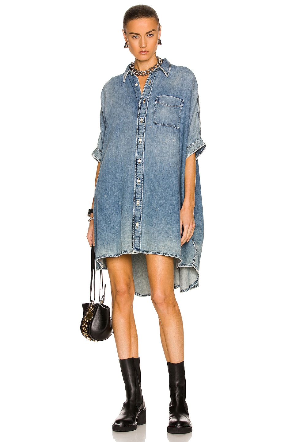 Image 1 of R13 Oversized Boxy Dress in Chester Blue