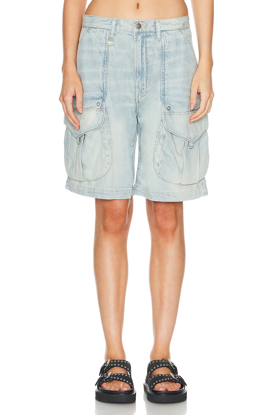 Image 1 of R13 Multipocket Relaxed Short in Lennon Blue