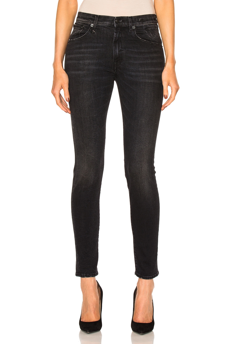 Image 1 of R13 High Rise Skinny in Black Marble