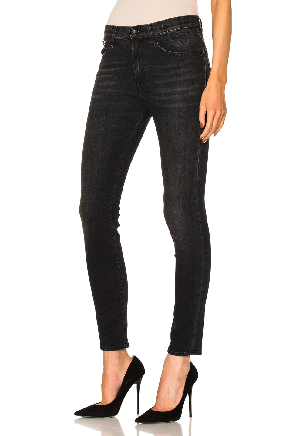 R13 High Rise Skinny in Black Marble | FWRD