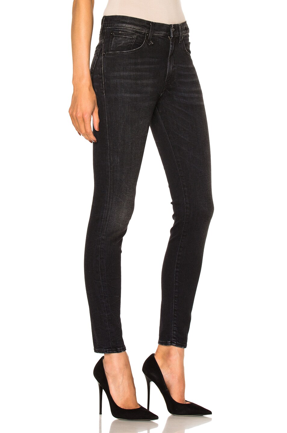 R13 High Rise Skinny in Black Marble | FWRD