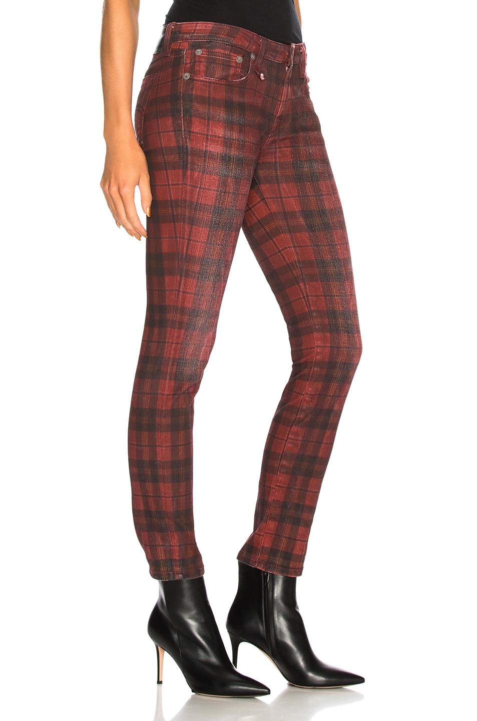 R13 Kate Skinny Jeans In Red Plaid | FWRD