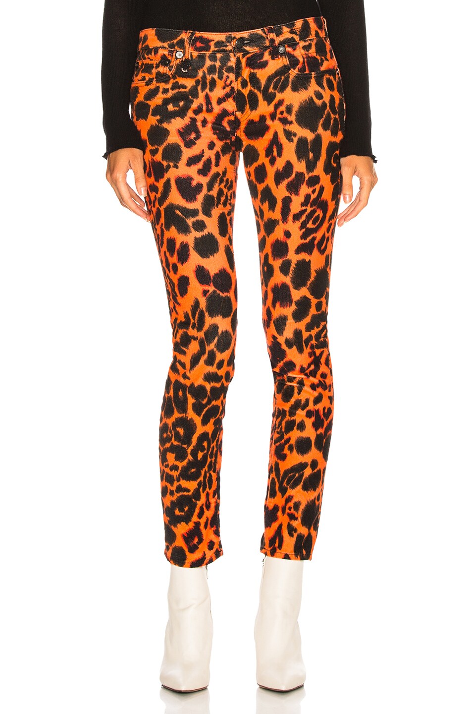 Image 1 of R13 Kate Skinny in Orange Leopard