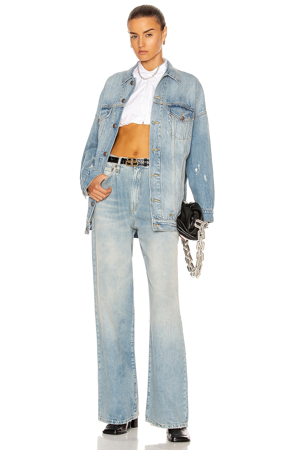R13 Damon Pleated Wide Leg Jeans thumbnail