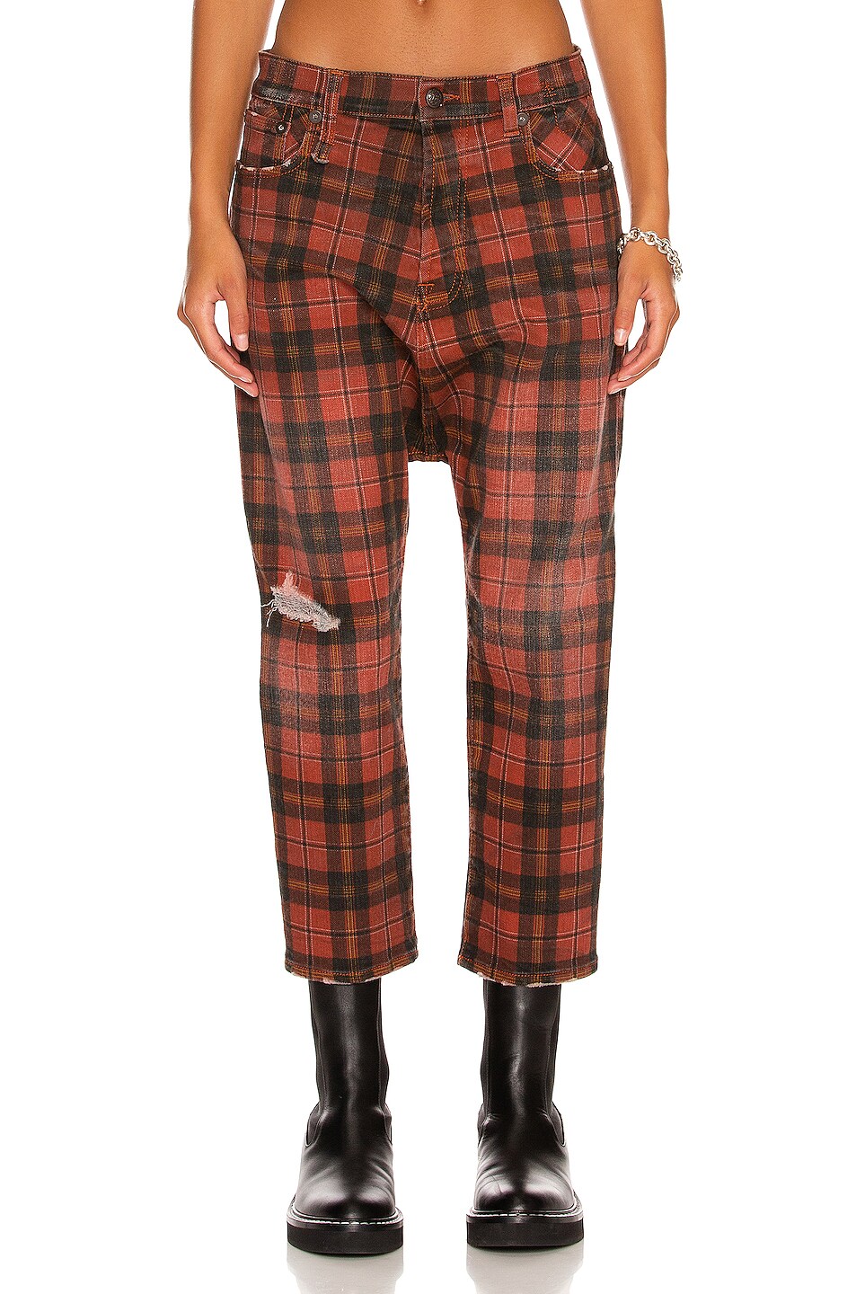 R13 Tailored Drop in Ash Red Plaid | FWRD