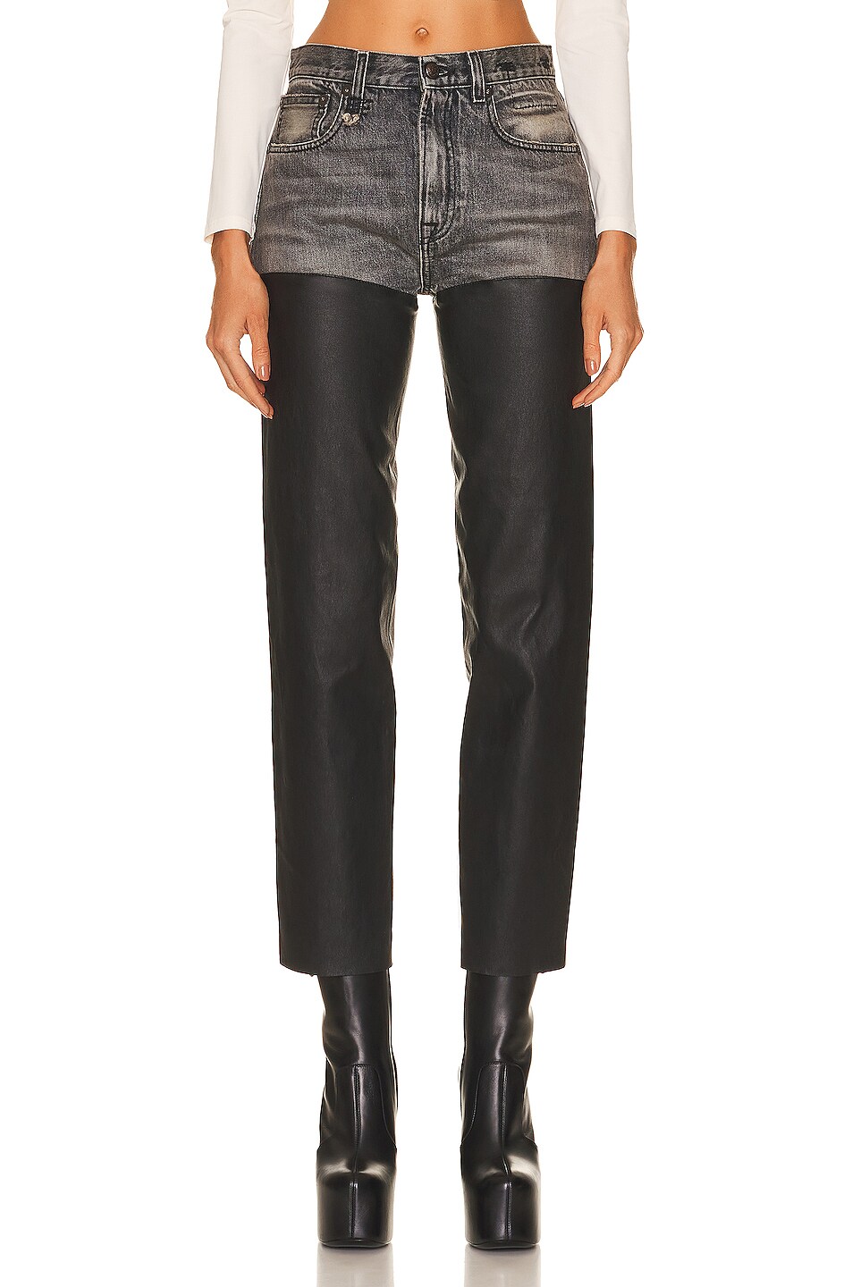 Image 1 of R13 Courtney Leather Chaps Pant in Leyton Black
