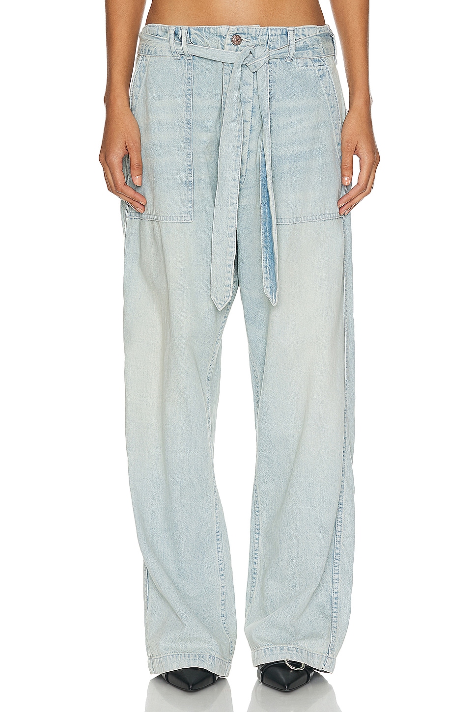 Image 1 of R13 Belted Venti Utility Wide Leg in Lennon Blue