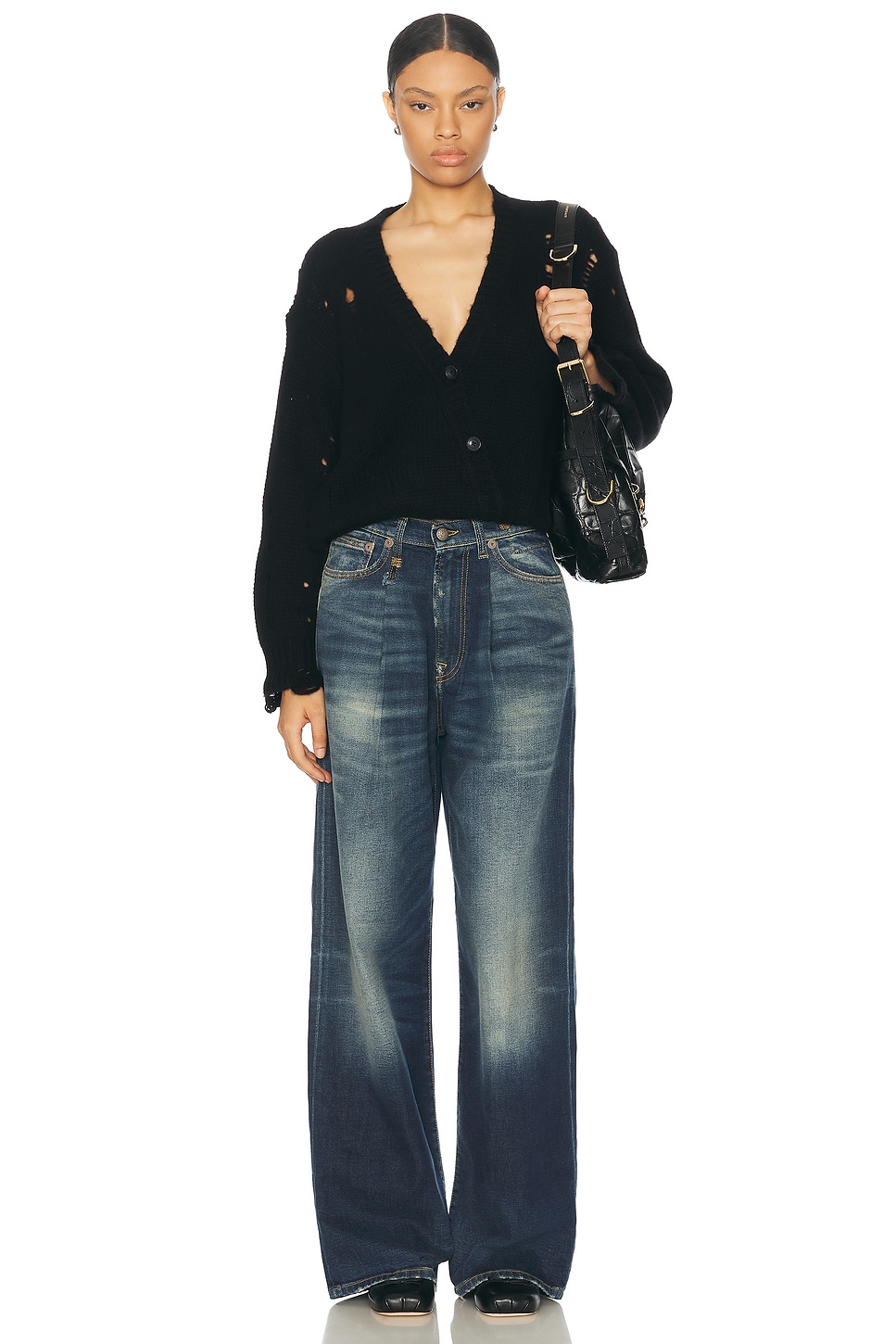 R13 Damon Pleated Baggy Leg Jeans thumbnail