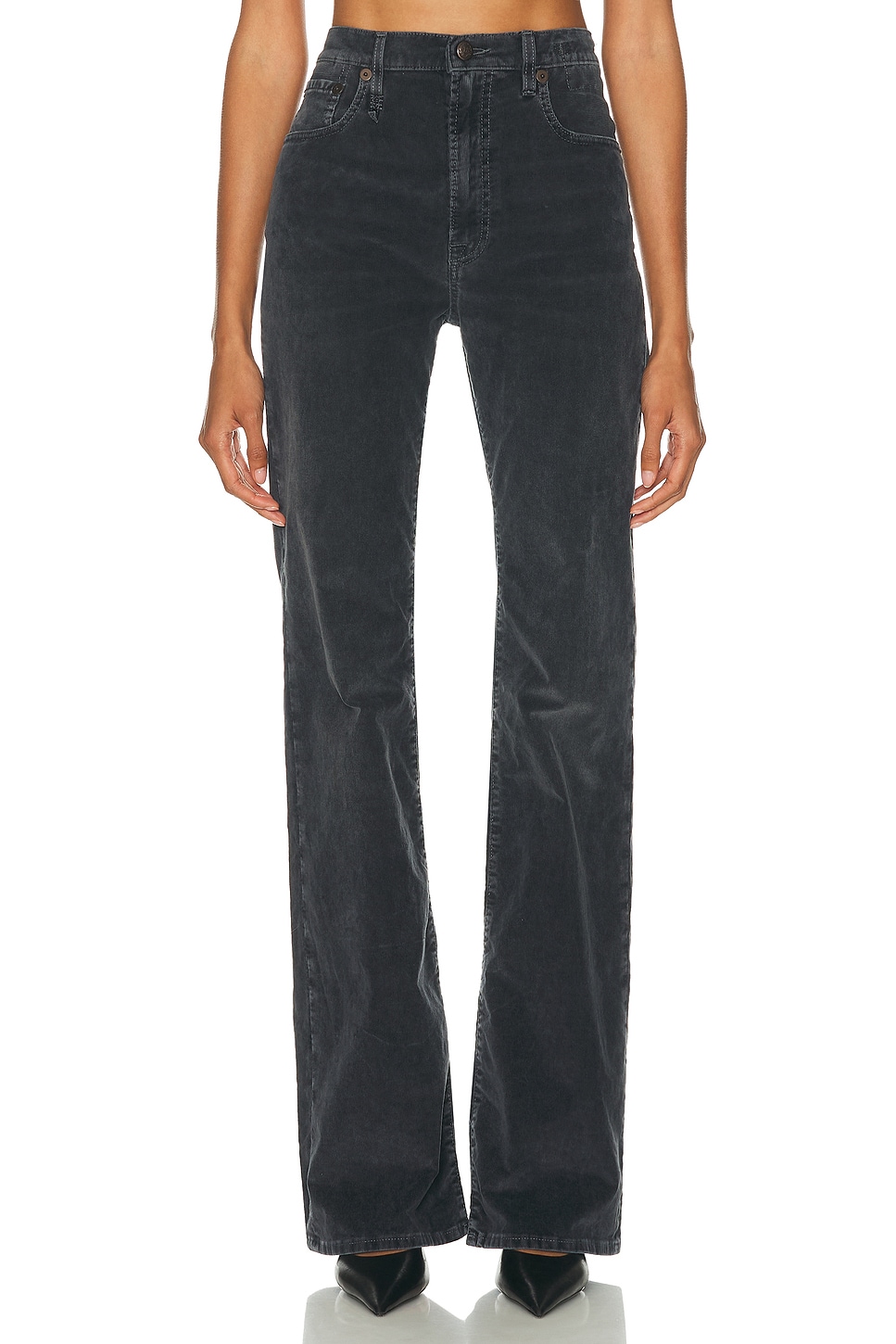 Image 1 of R13 Jane Flare in Obsidian Stretch Cord Black