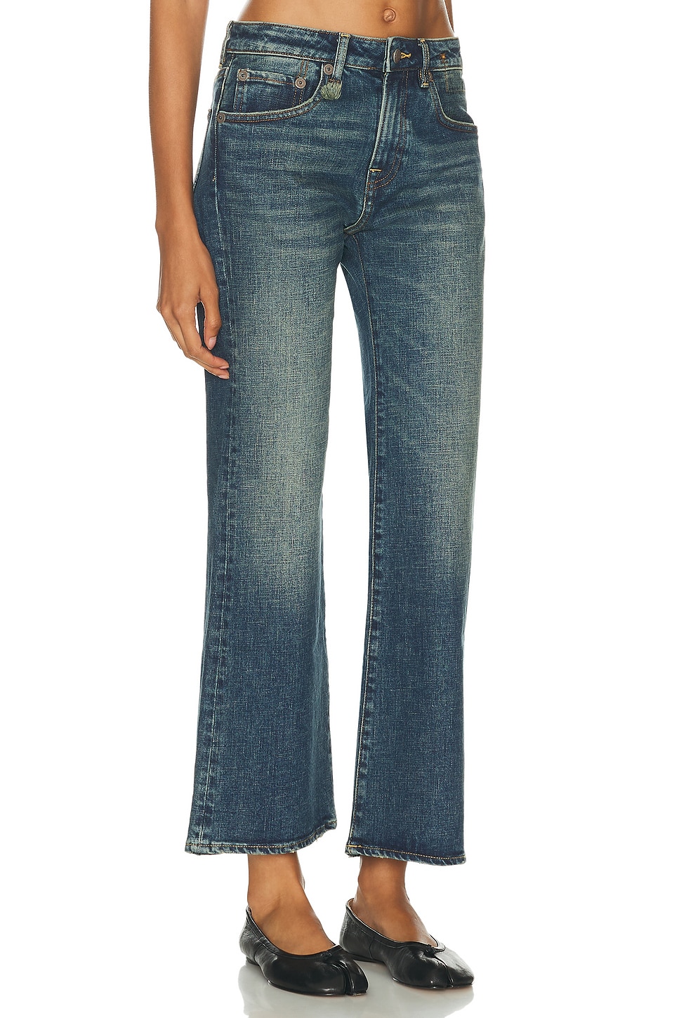R13 Joan Kick Flare Jeans Melvin Blue Stretch In Blue