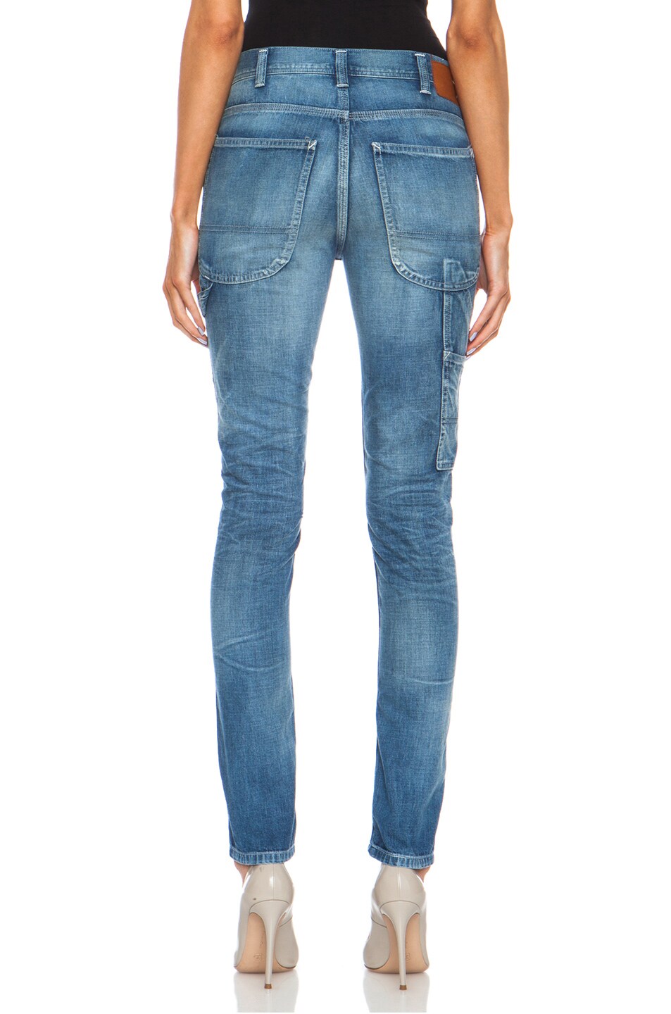 R13 Carpenter Peg Jean in Vintage Light Blue Mended | FWRD