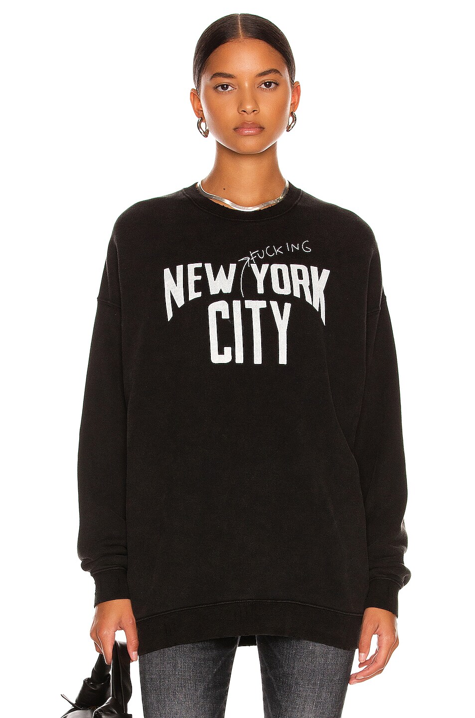 Image 1 of R13 NYFC Oversized Crewneck Sweatshirt in Acid Black