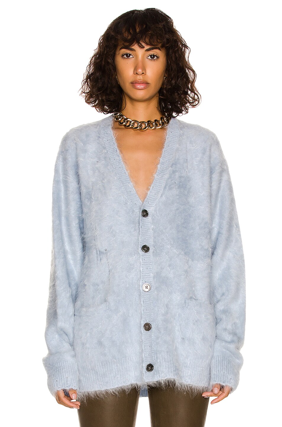 Image 1 of R13 Brushed Cashmere Cardigan in Light Blue
