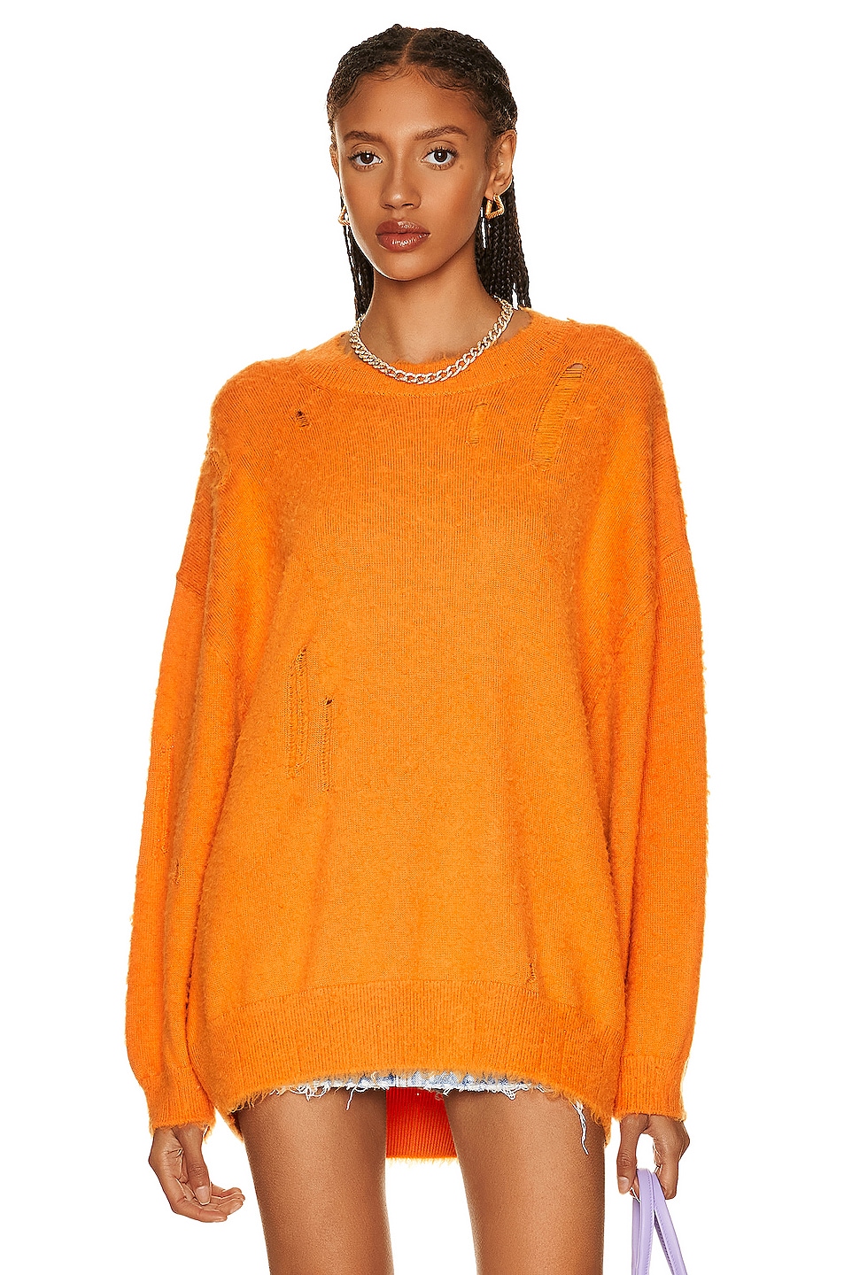 Image 1 of R13 Shaggy Oversized Sweater in Orange