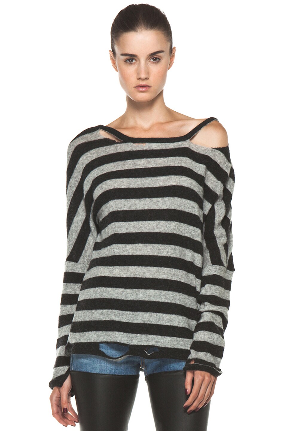 Image 1 of R13 Hole Sweater in Stripe