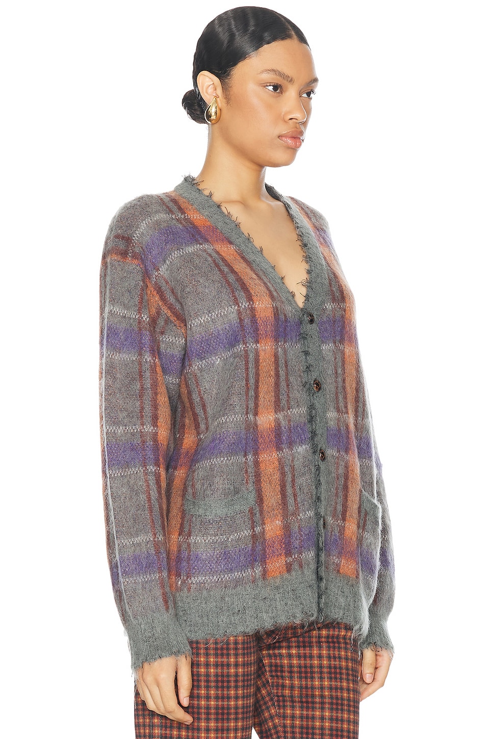 Shop R13 Mohair Boyfriend Cardigan In Brown  Orange  & Purple