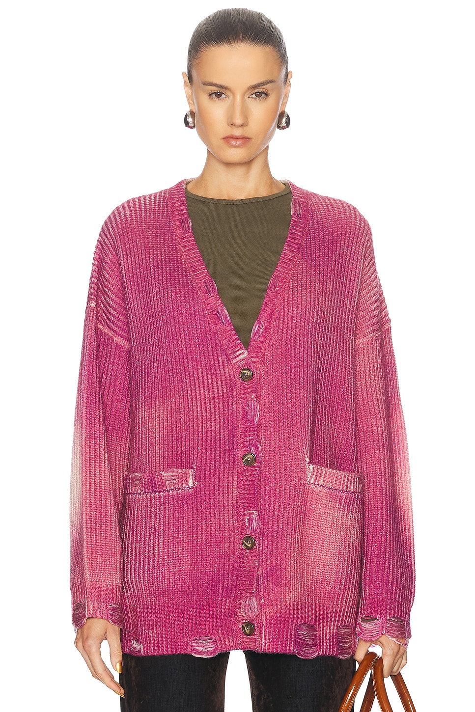 Image 1 of R13 Oversized Cardigan in Raspberry Print