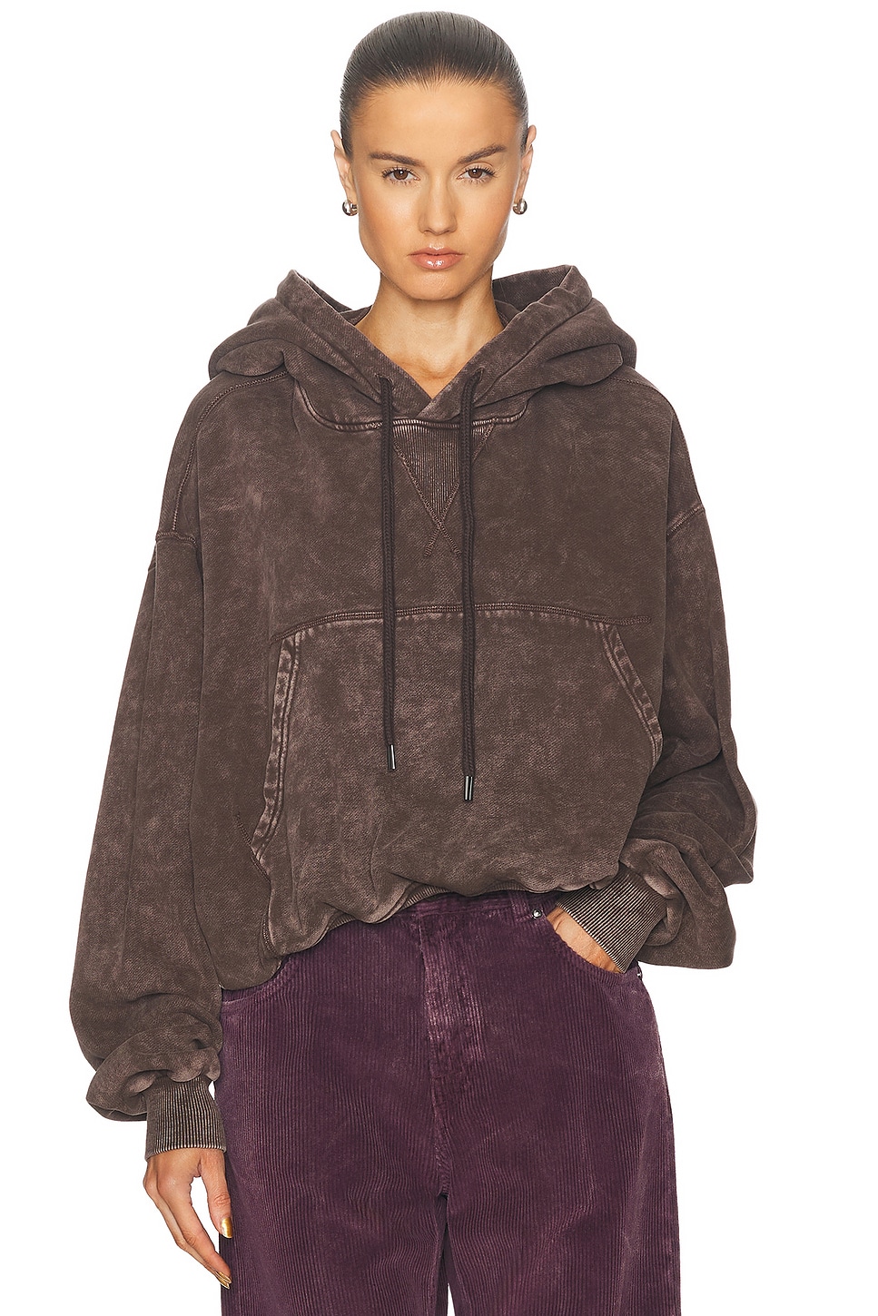 Shop R13 Balloon Popover Hoodie In Brown