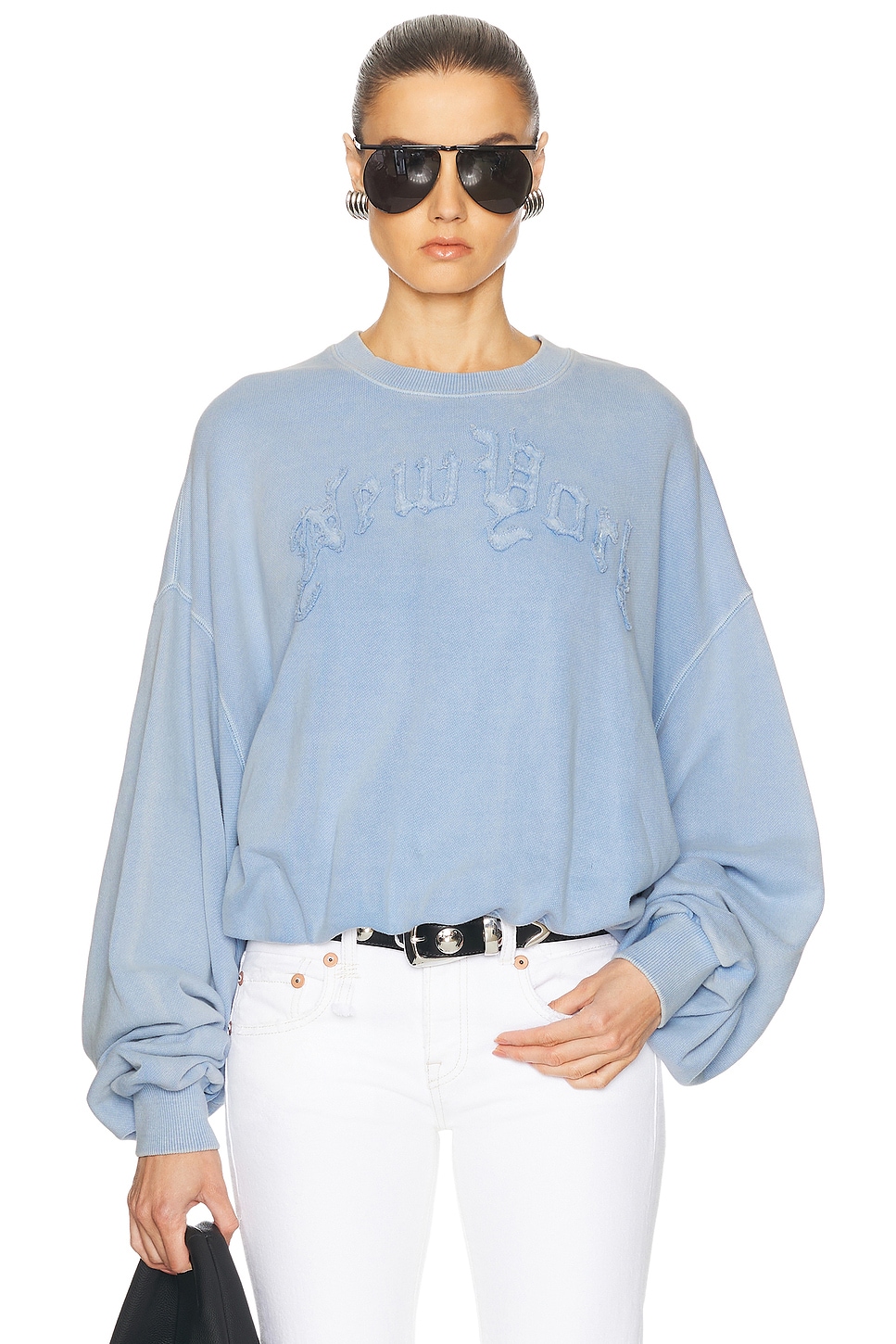 Image 1 of R13 New York Balloon Crewneck Sweater in Light Blue