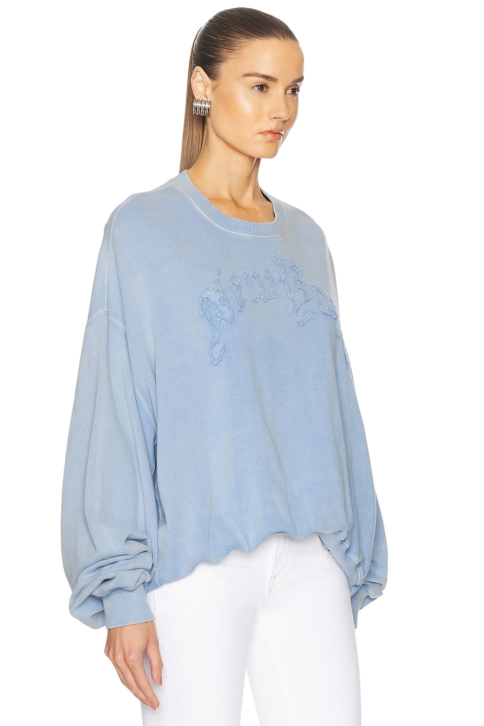 R13 New York Balloon Crewneck Sweater In Light Blue