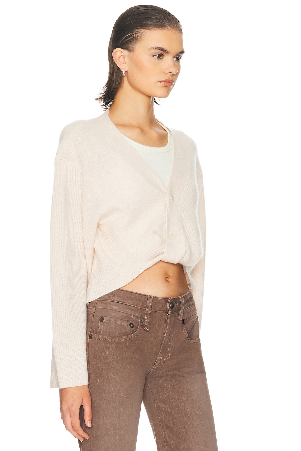 R13 Twisted Front Ribbed Cardigan In Brown