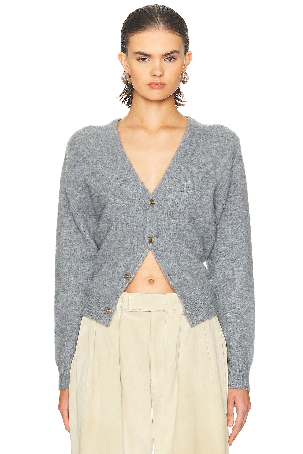 R13 Split Hem Cardigan In Gray