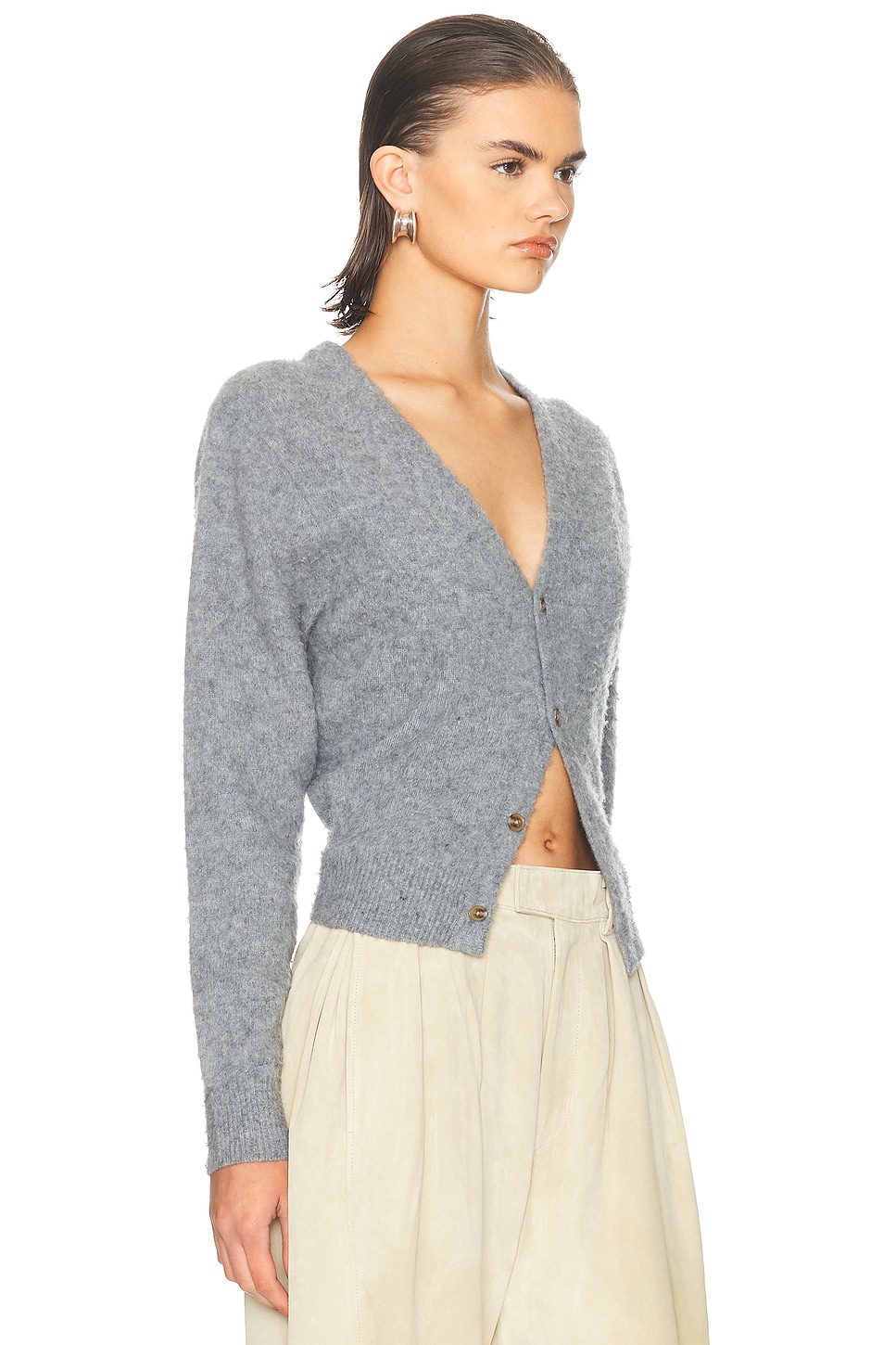 R13 Split Hem Cardigan In Gray