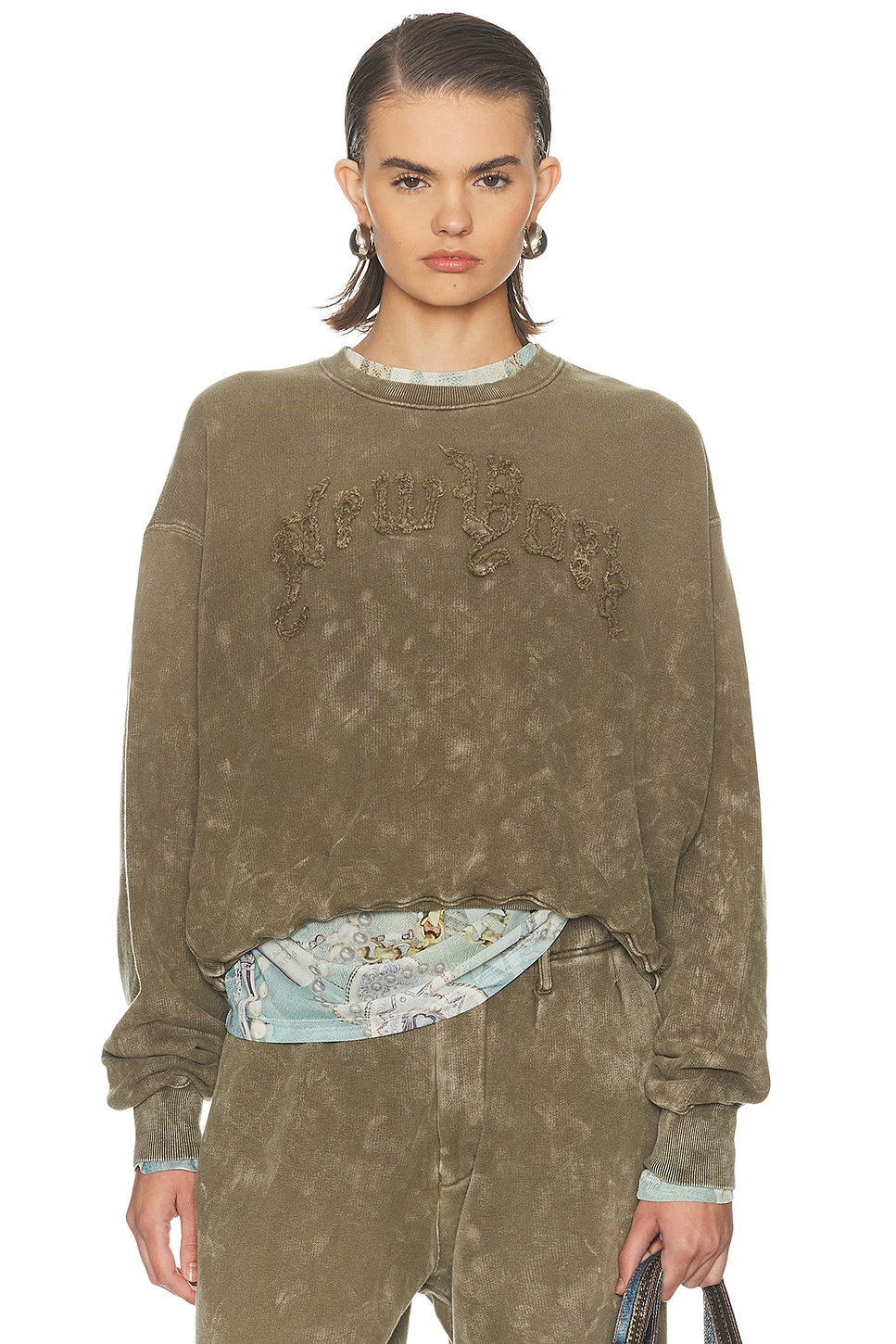 R13 New York Balloon Crewneck Sweater In Brown