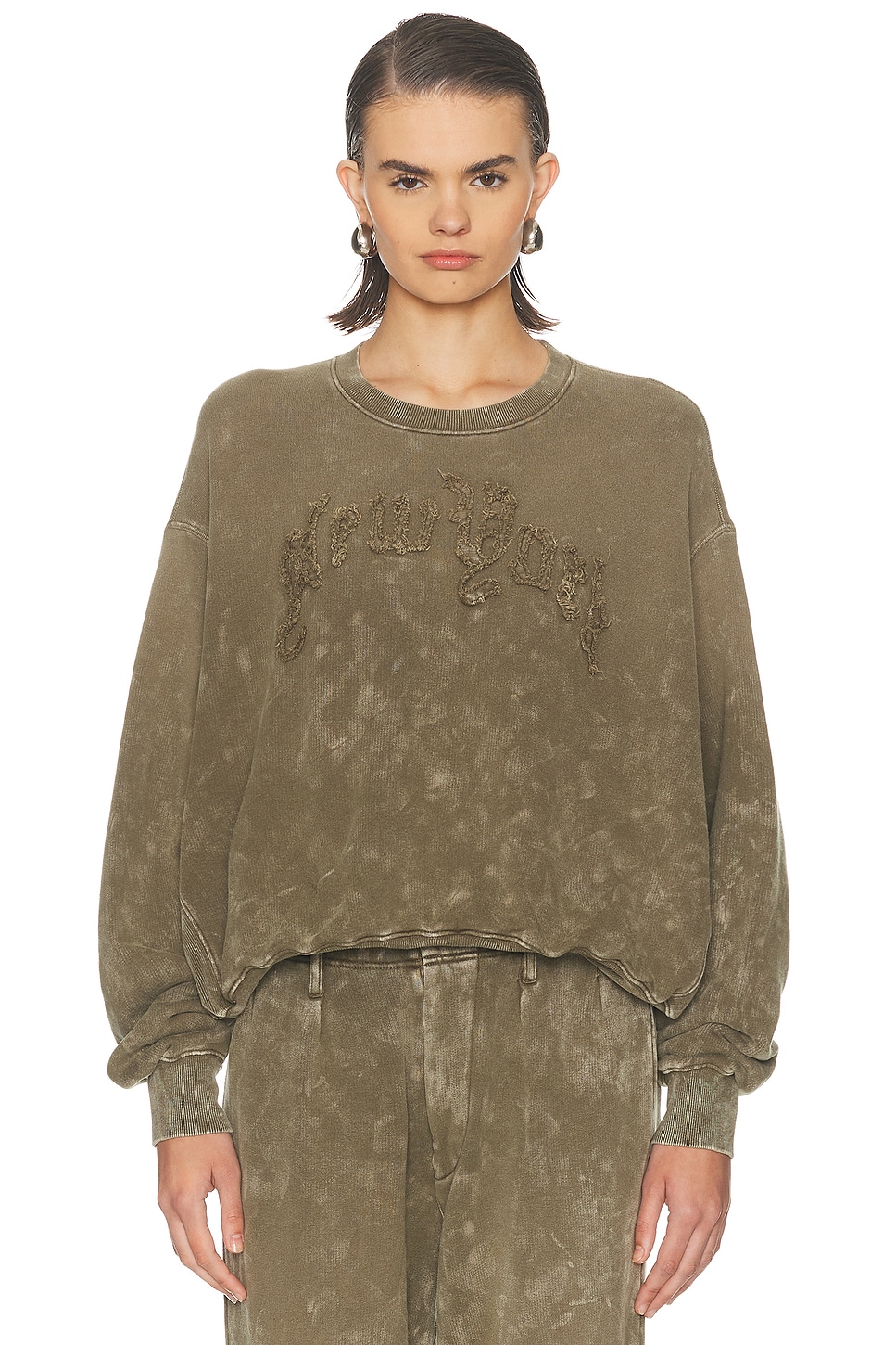 R13 New York Balloon Crewneck Sweater In Brown