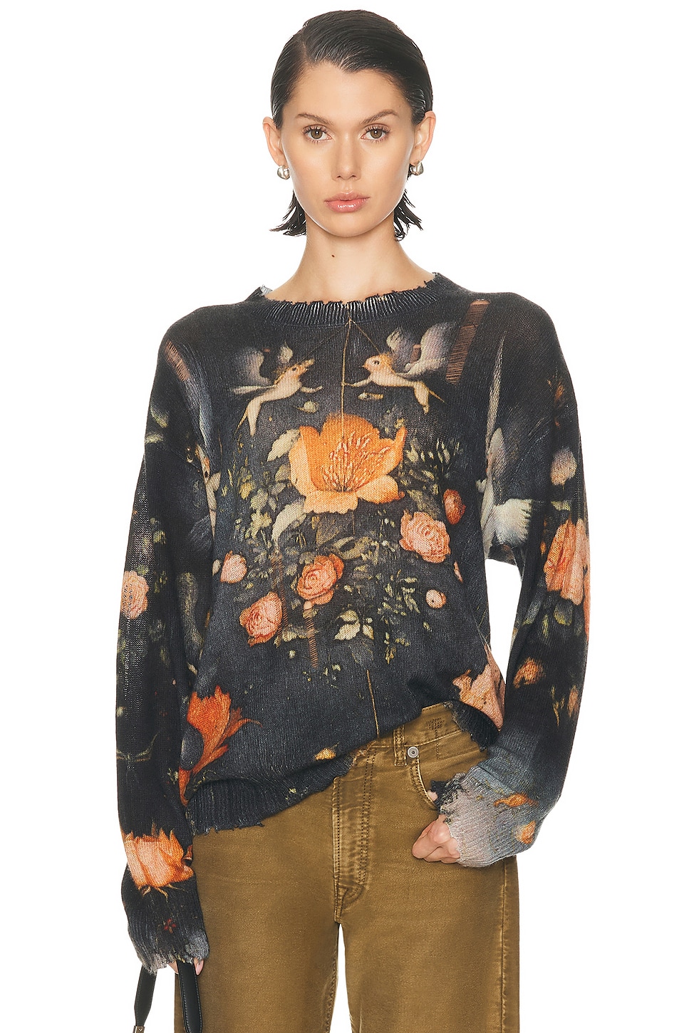 Image 1 of R13 Printed Boyfriend Sweater in Multicolor Black