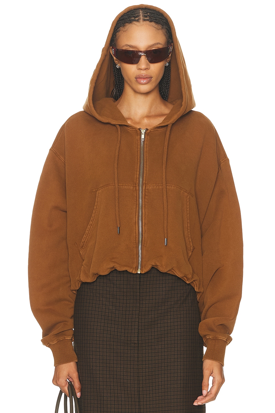 Image 1 of R13 Balloon Zip Up Hoodie in Light Brown