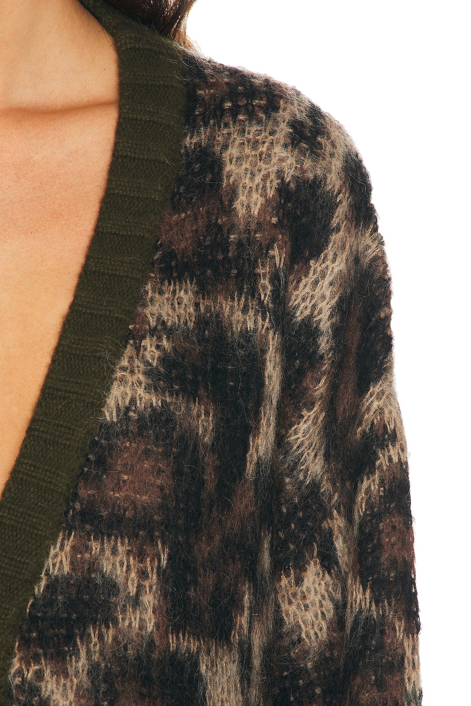 R13 Leopard Cardigan Long Sleeves V Neck Pockets In Brown