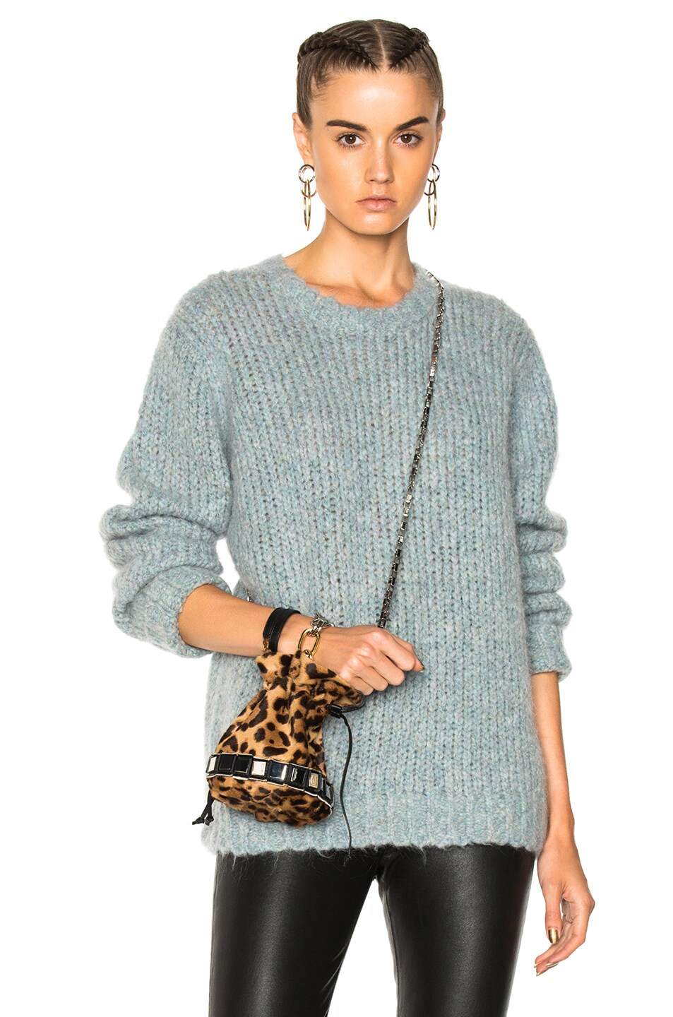 Image 1 of R13 Boucle Crewneck Sweater in Light Blue