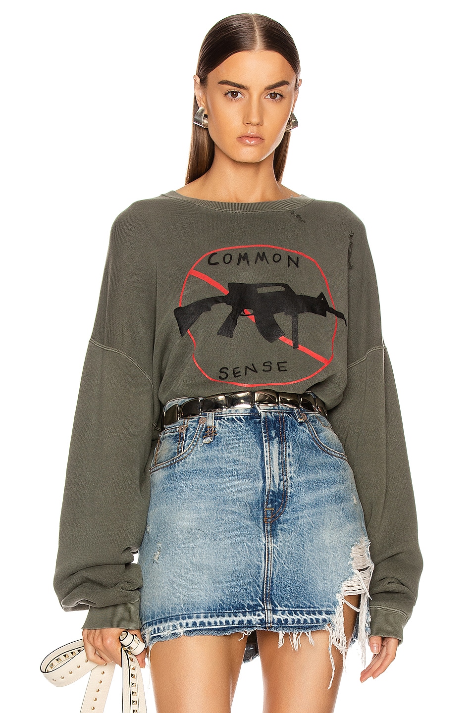 Image 1 of R13 No Guns Sweatshirt in Faded Grey