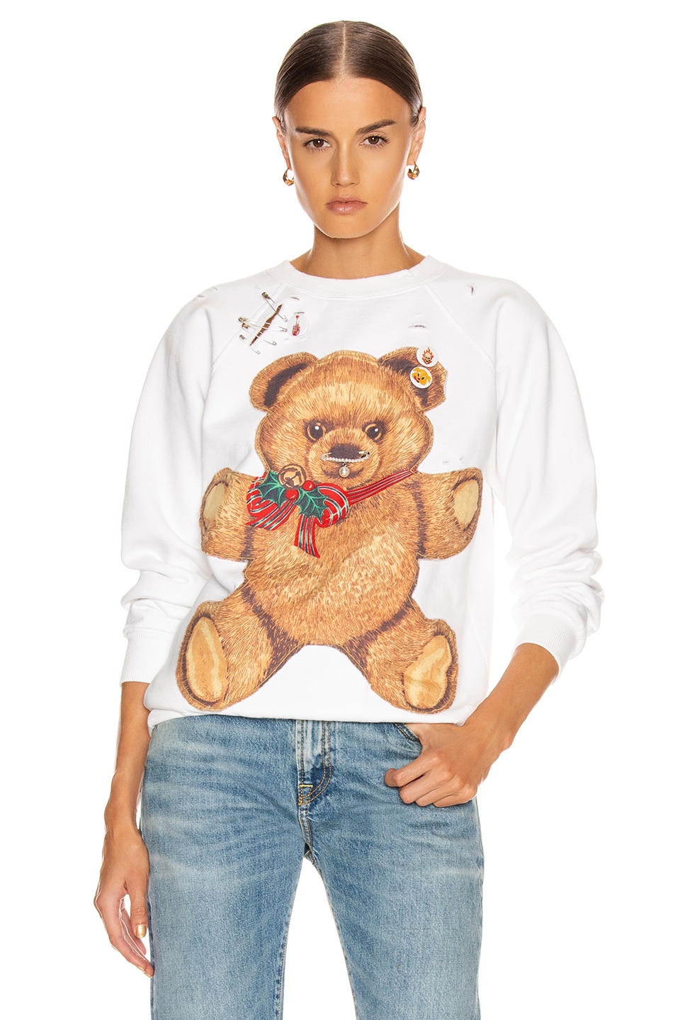 Image 1 of R13 Teddy Bear Crewneck Sweater in Dirty White