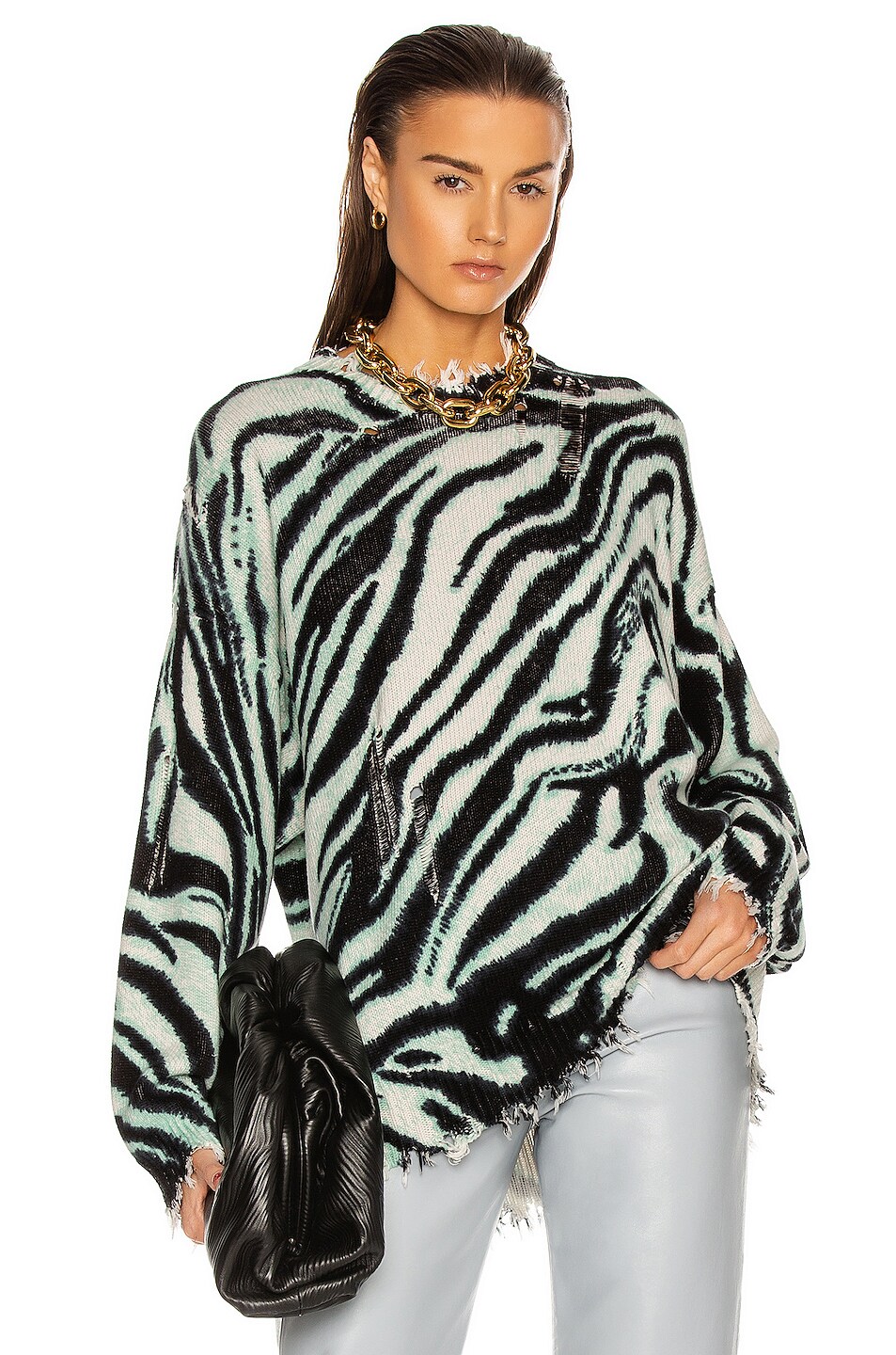 Image 1 of R13 Oversized Sweater in Blue Zebra