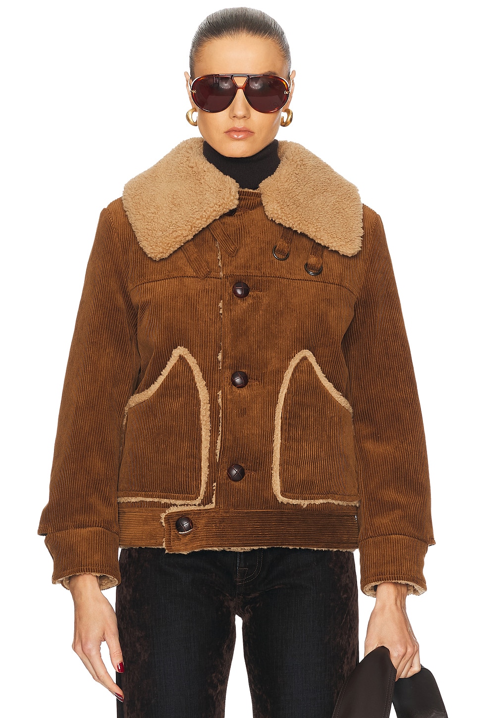 Oversized Collar Jacket in Brown