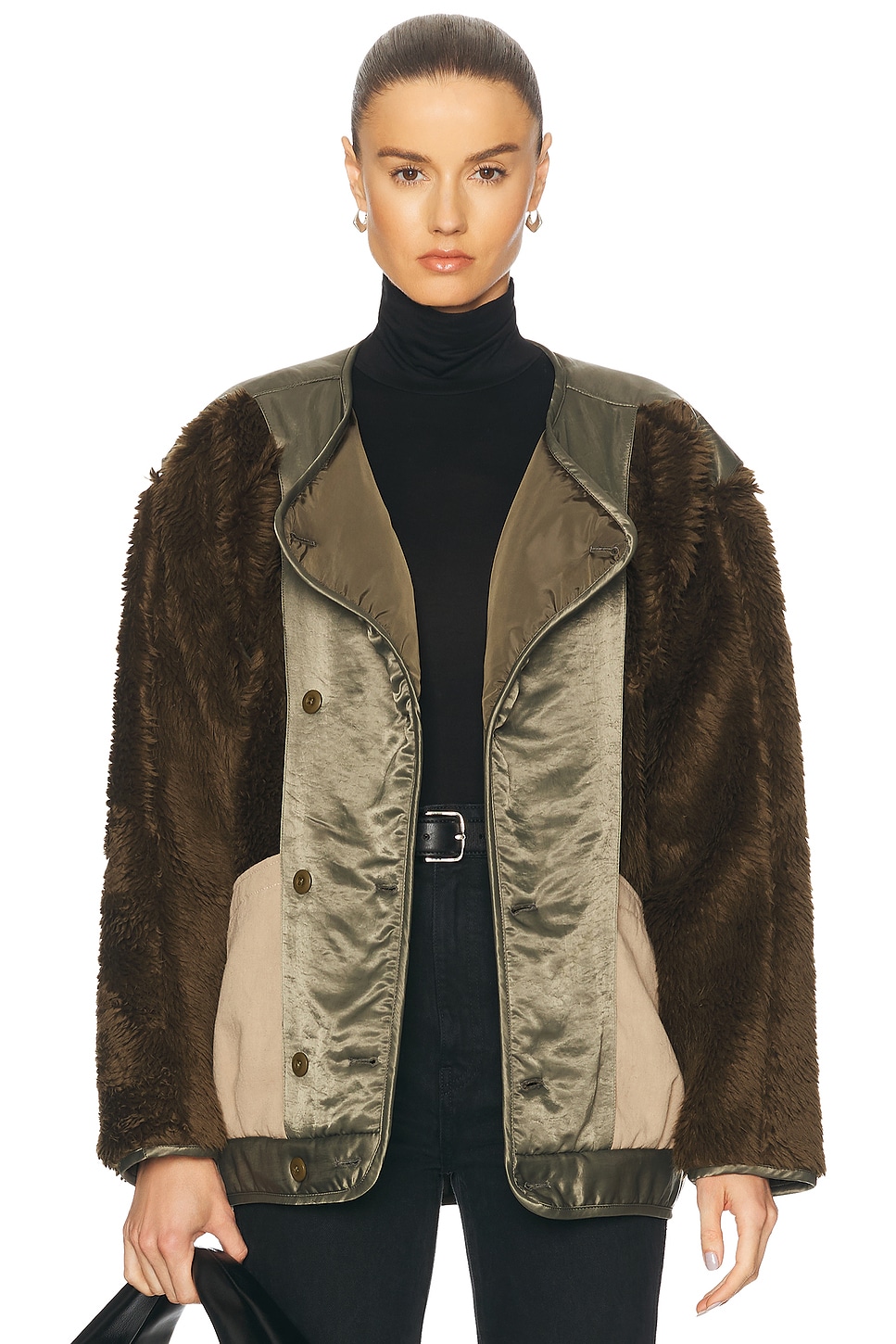 Image 1 of R13 Cocoon Jacket in Olive & Khaki