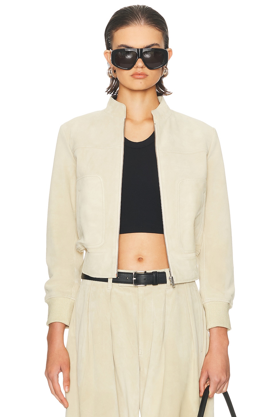 R13 Shrunken Leather Jacket In Gray