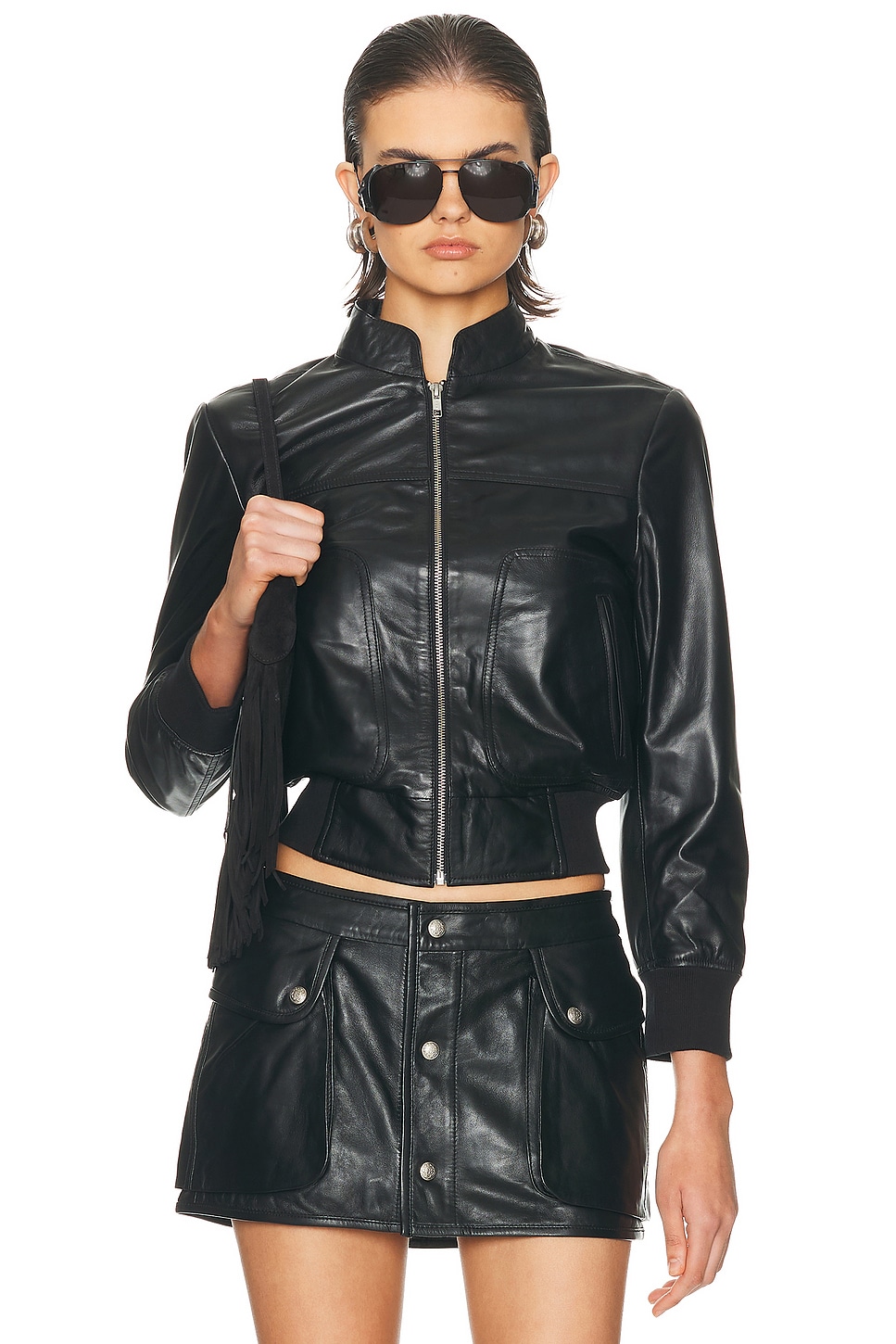 R13 Shrunken Leather Jacket In Black